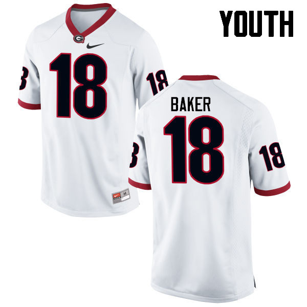Youth Georgia Bulldogs #18 Deandre Baker College Football Jerseys-White - Click Image to Close
